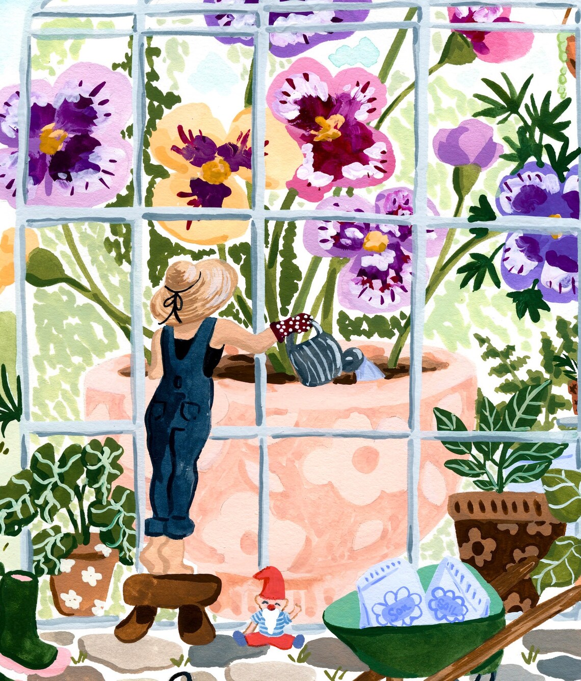 Greenhouse Garden Pansy Watercolor Art Print - Image 2
