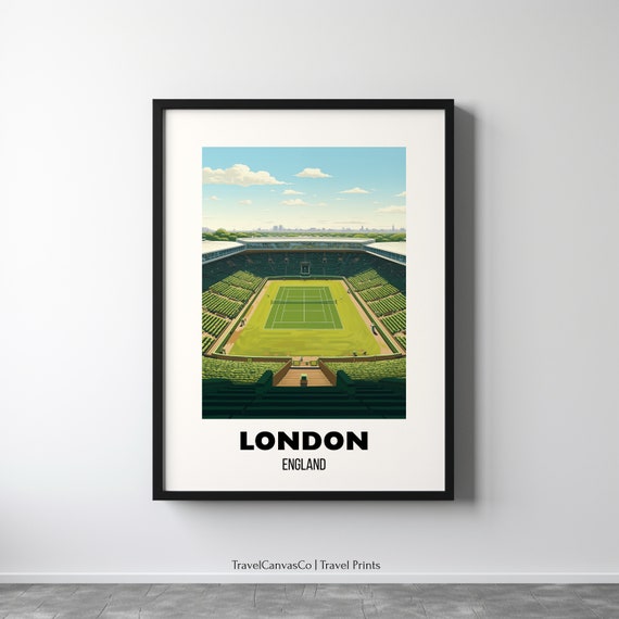 Grand Slam Tennis Wall Art London England Tennis London Travel Print Tennis Artwork Gift Grand Slam Poster Print Grass Court Home Decor