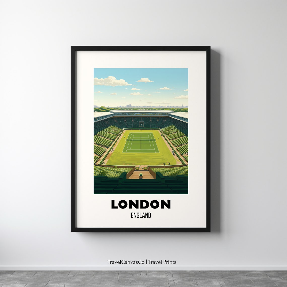 Grand Slam Tennis Wall Art London England Tennis London Travel Print Tennis Artwork Gift Grand Slam Poster Print Grass Court Home Decor