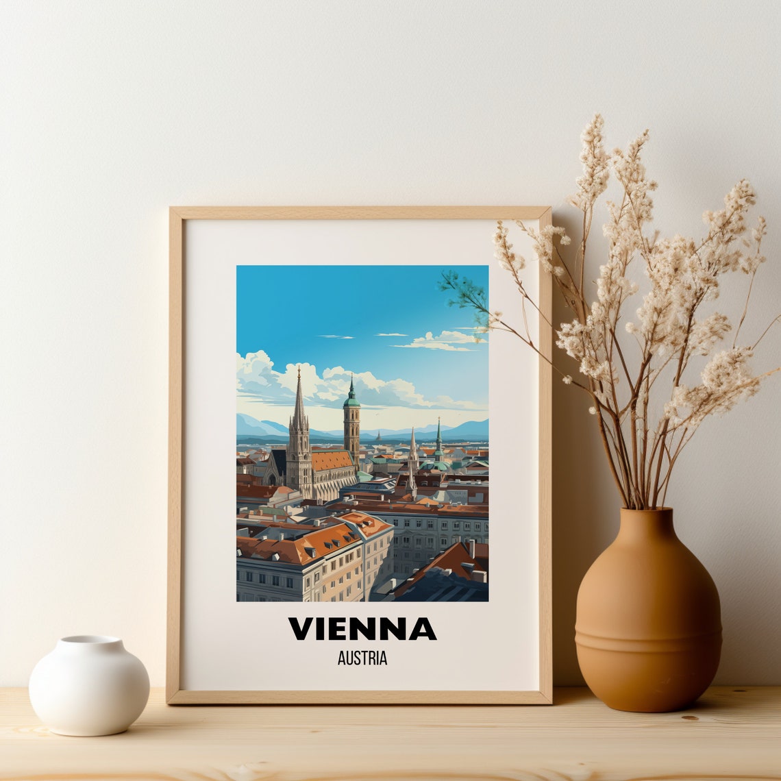 Vienna Austria Skyline With St Stephens Cathedral Spire Travel Poster - Image 2