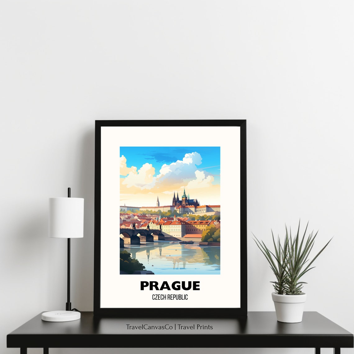 Prague Czech Republic Charles Bridge River Sunset Travel Poster - Image 3