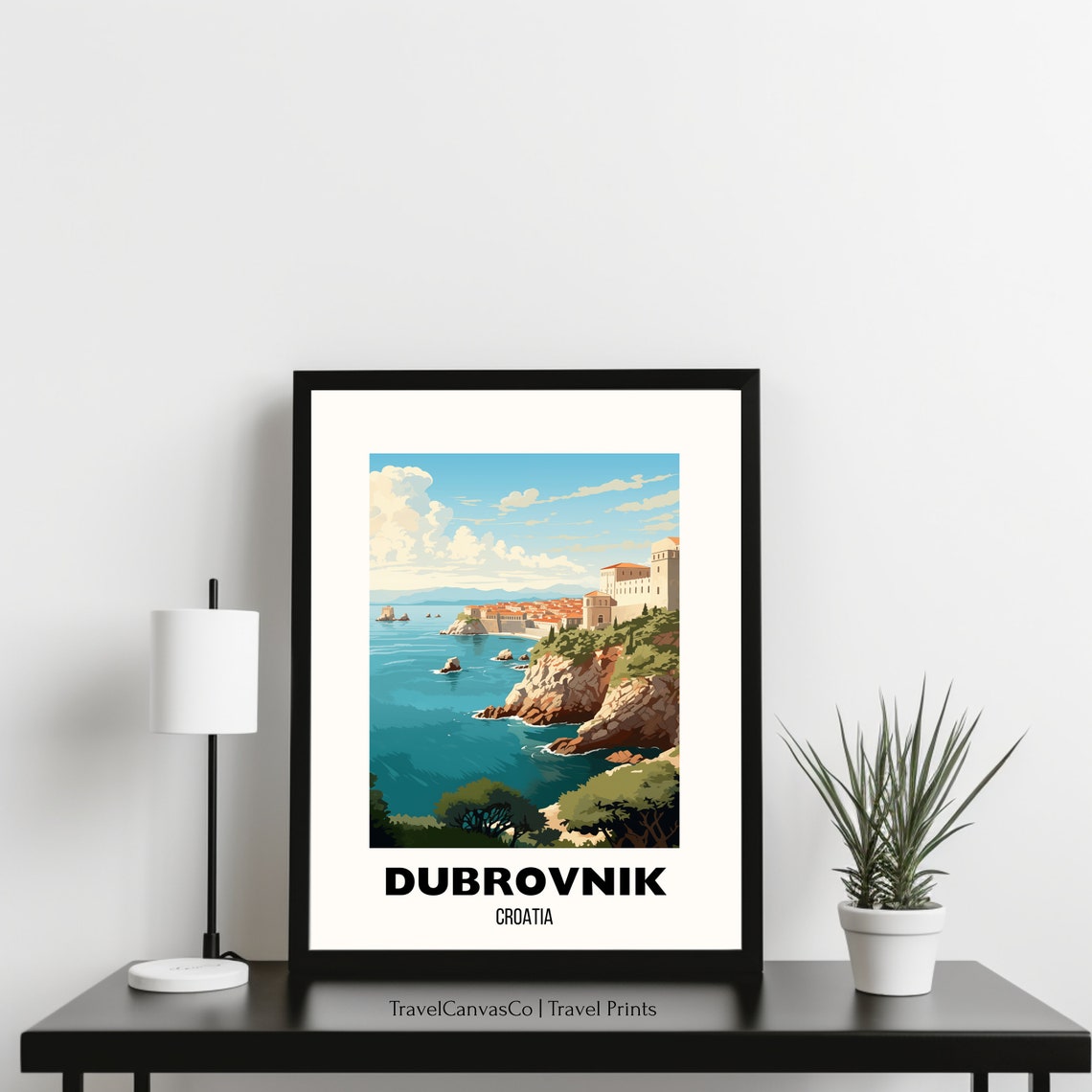 Dubrovnik Croatia Old Town Cliffs Coastal Vintage Travel Poster - Image 3