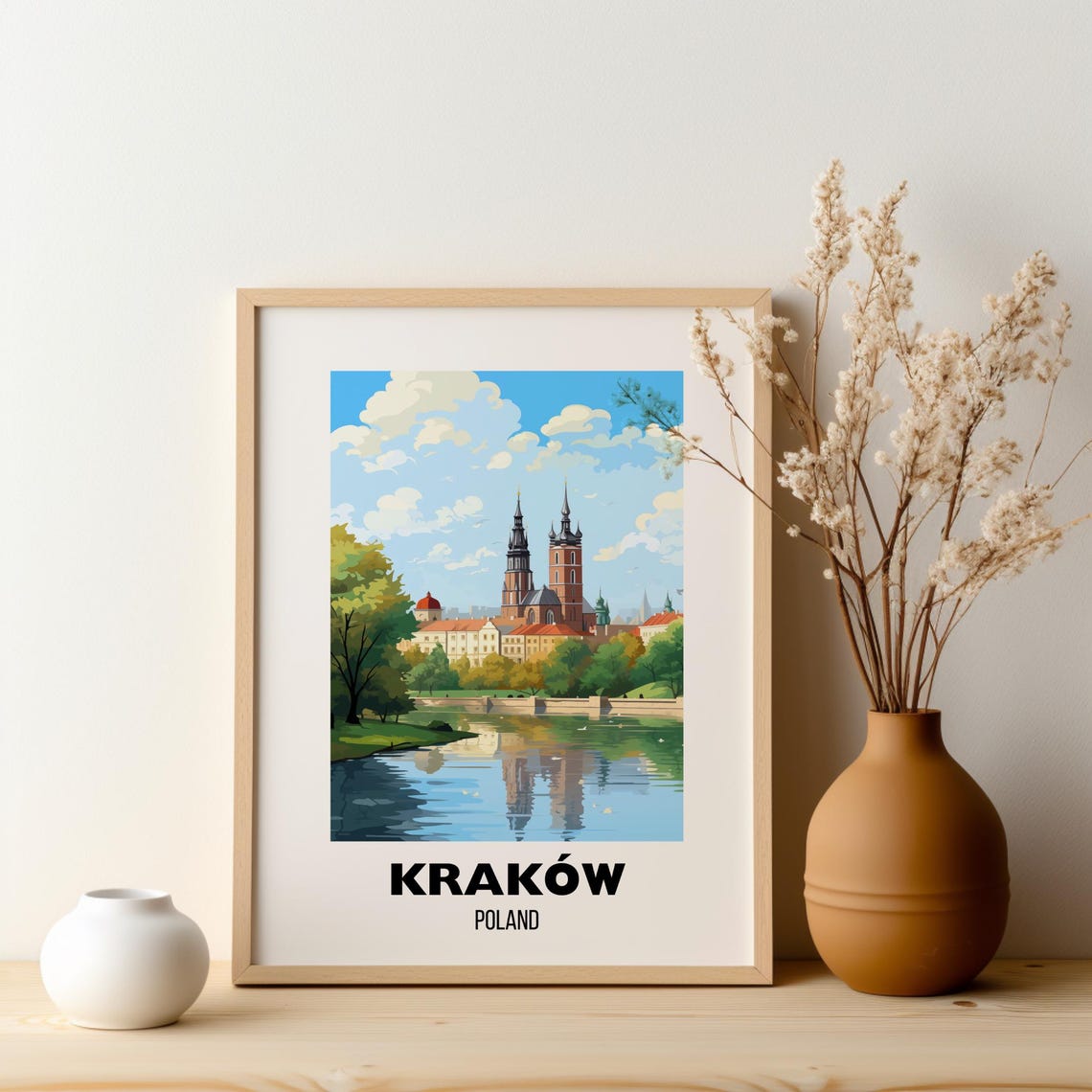 Krakow Poland Wawel Cathedral River Vintage City Travel Poster - Image 2