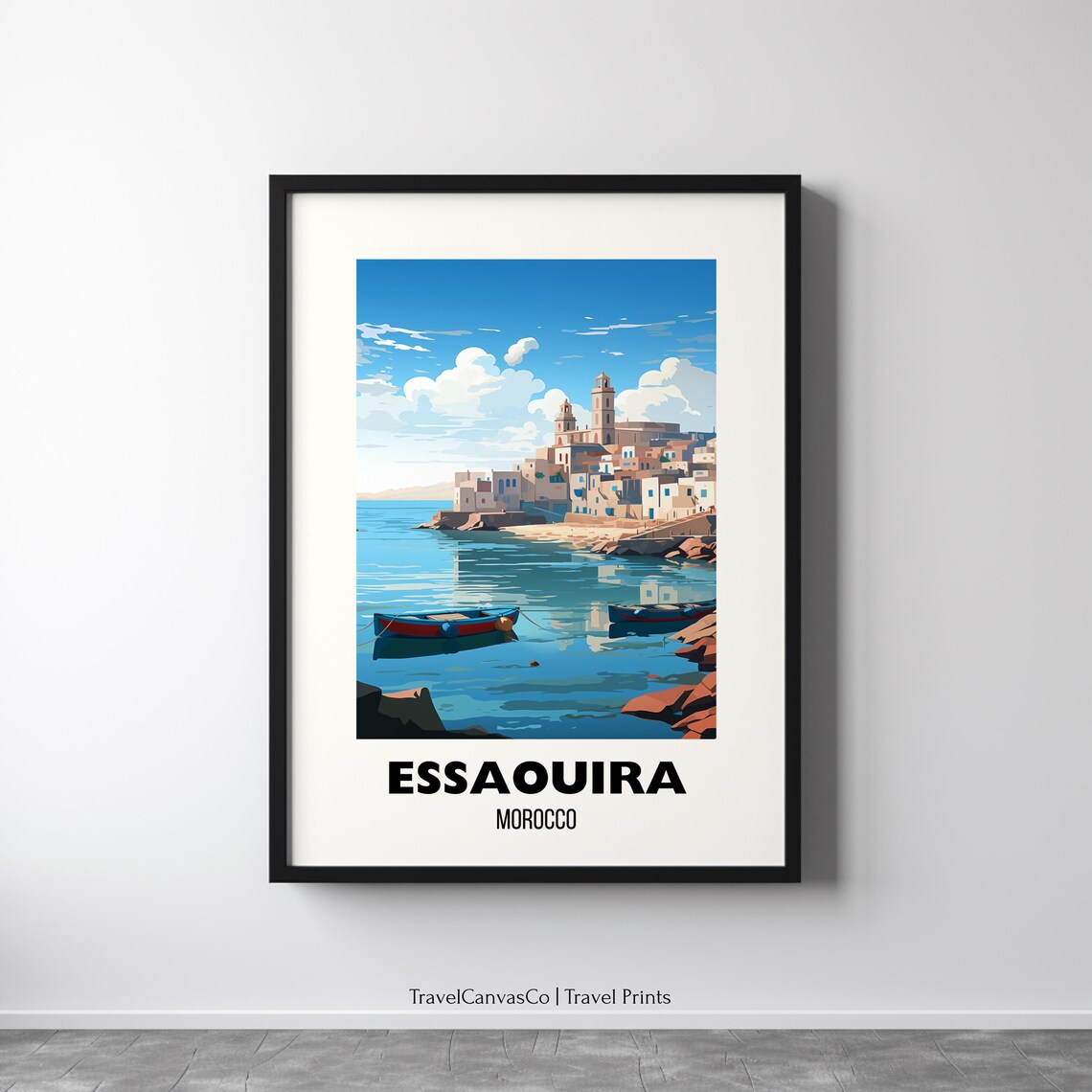 Essaouira Morocco Seaside Town Fishing Boats Harbor Travel Poster
