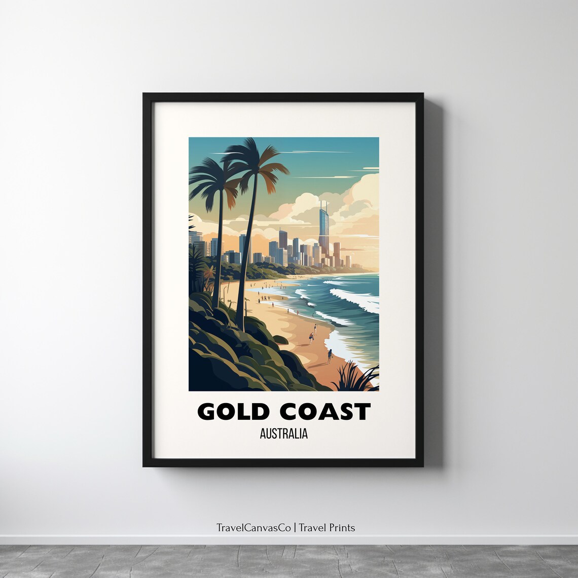 Gold Coast Australia Travel Poster, City Wall Art