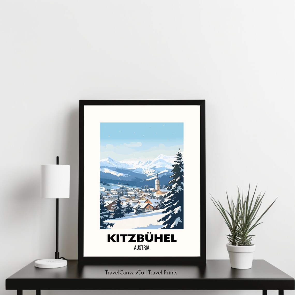 Kitzbuhel Austria Snowy Alpine Town Winter Village Travel Poster - Image 3
