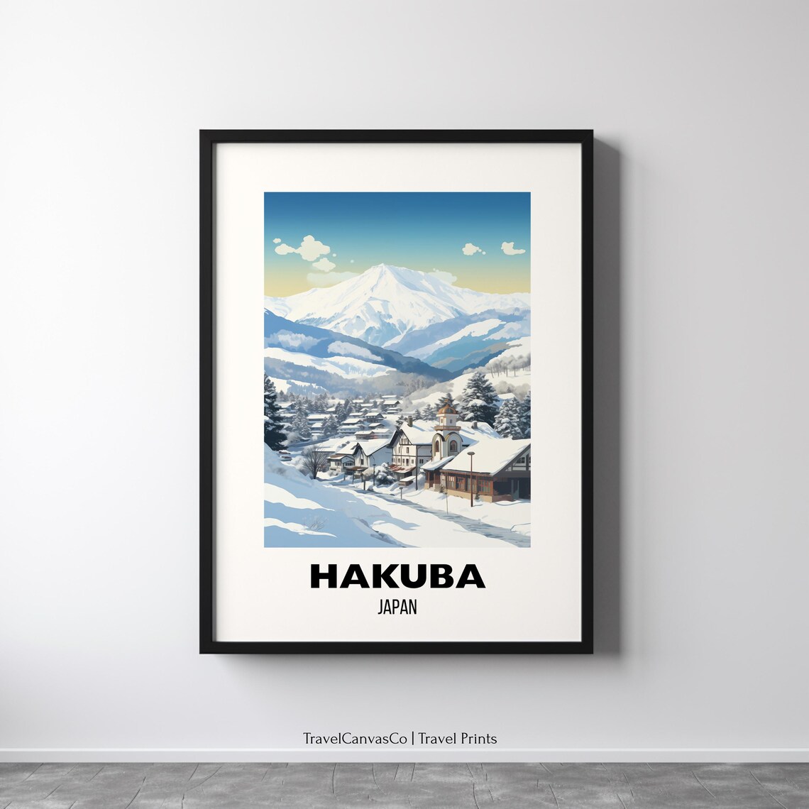 Hakuba Japan Ski Resort Travel Poster, Alpine Decor