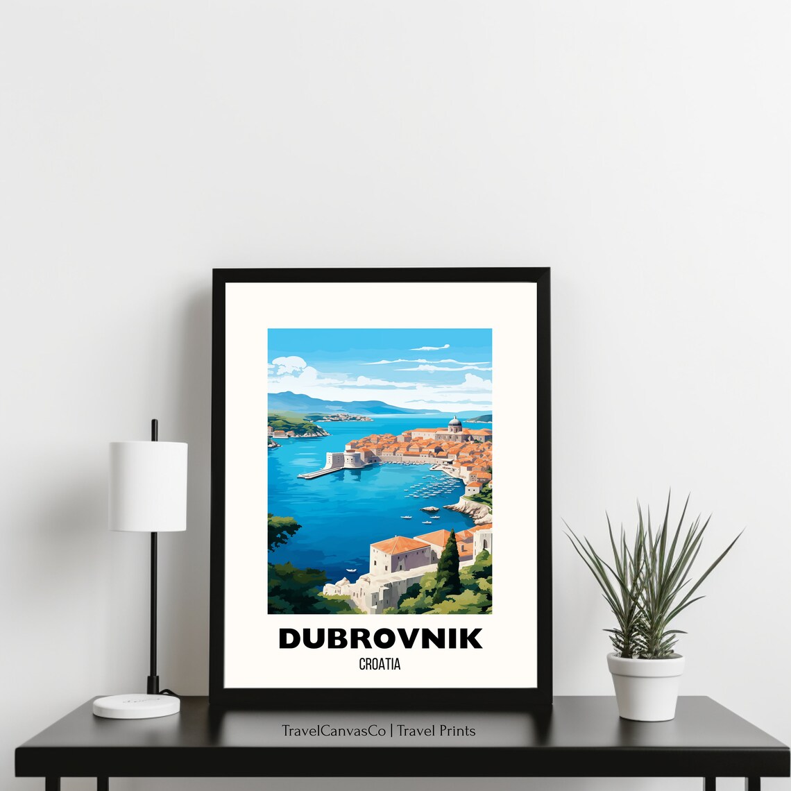 Dubrovnik Croatia Old Town Aerial Harbor View Vintage Travel Poster - Image 3