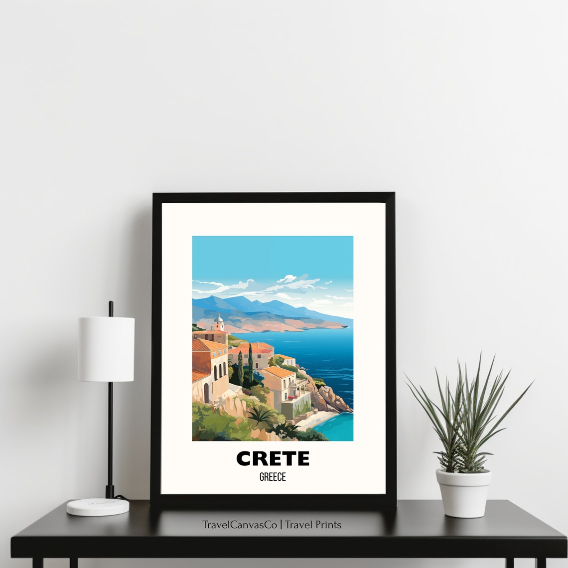 Crete Greece Cliffside Seaside Village Aegean Coast Travel Poster - Image 3