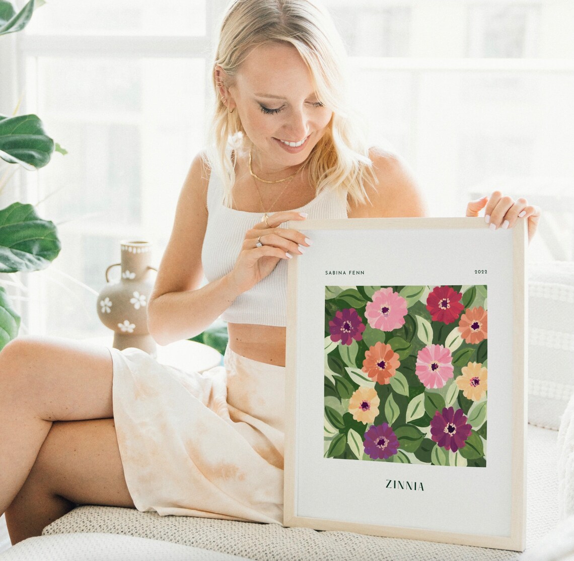 Zinnia Vintage Floral Poster Print, Kitchen Decor - Image 3