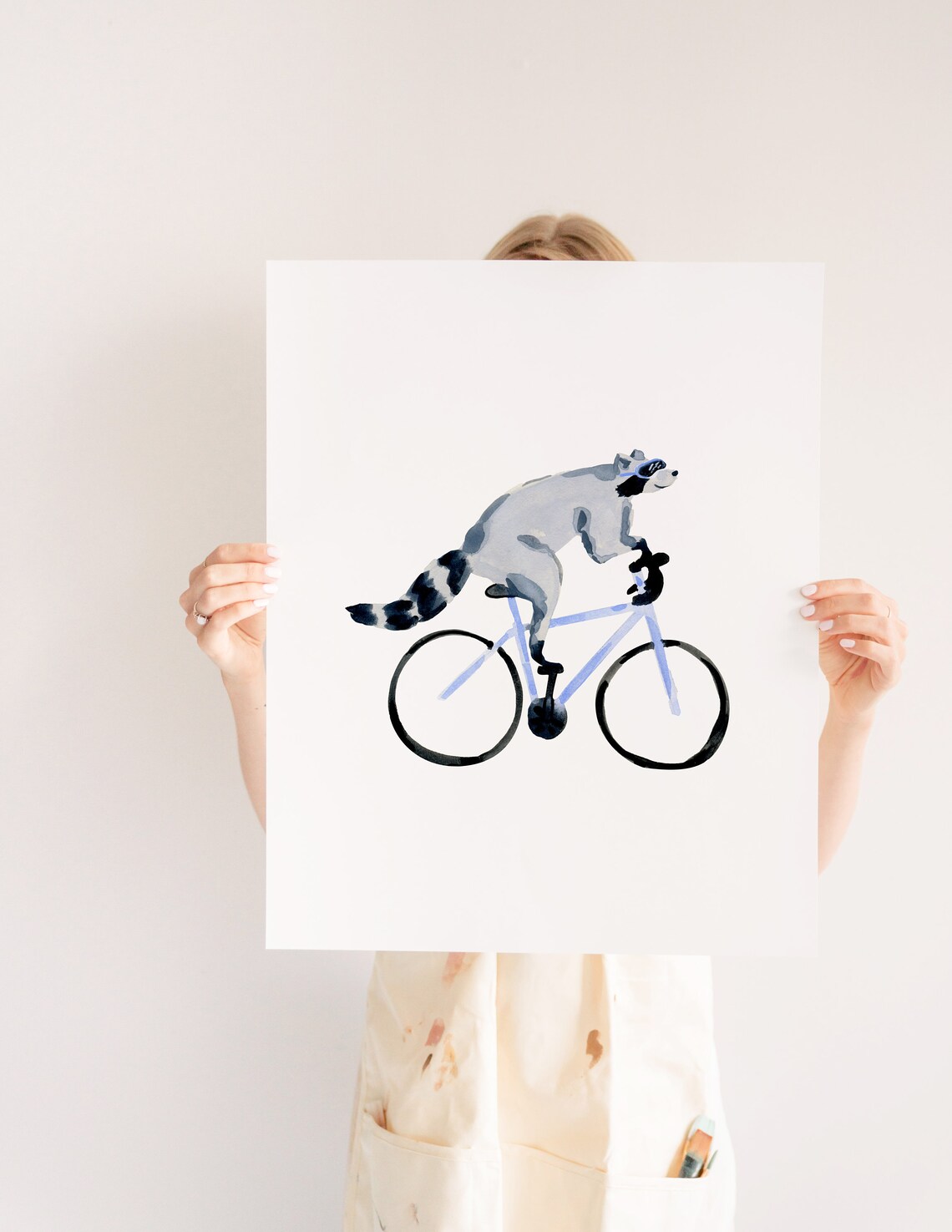 Raccoon Biking Animal Art Print, Funny Wall Art - Image 2
