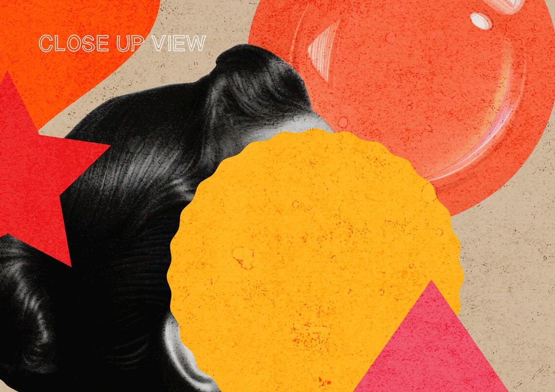 Retro Collage Woman Profile Colorful Shapes Abstract Art Poster - Image 2