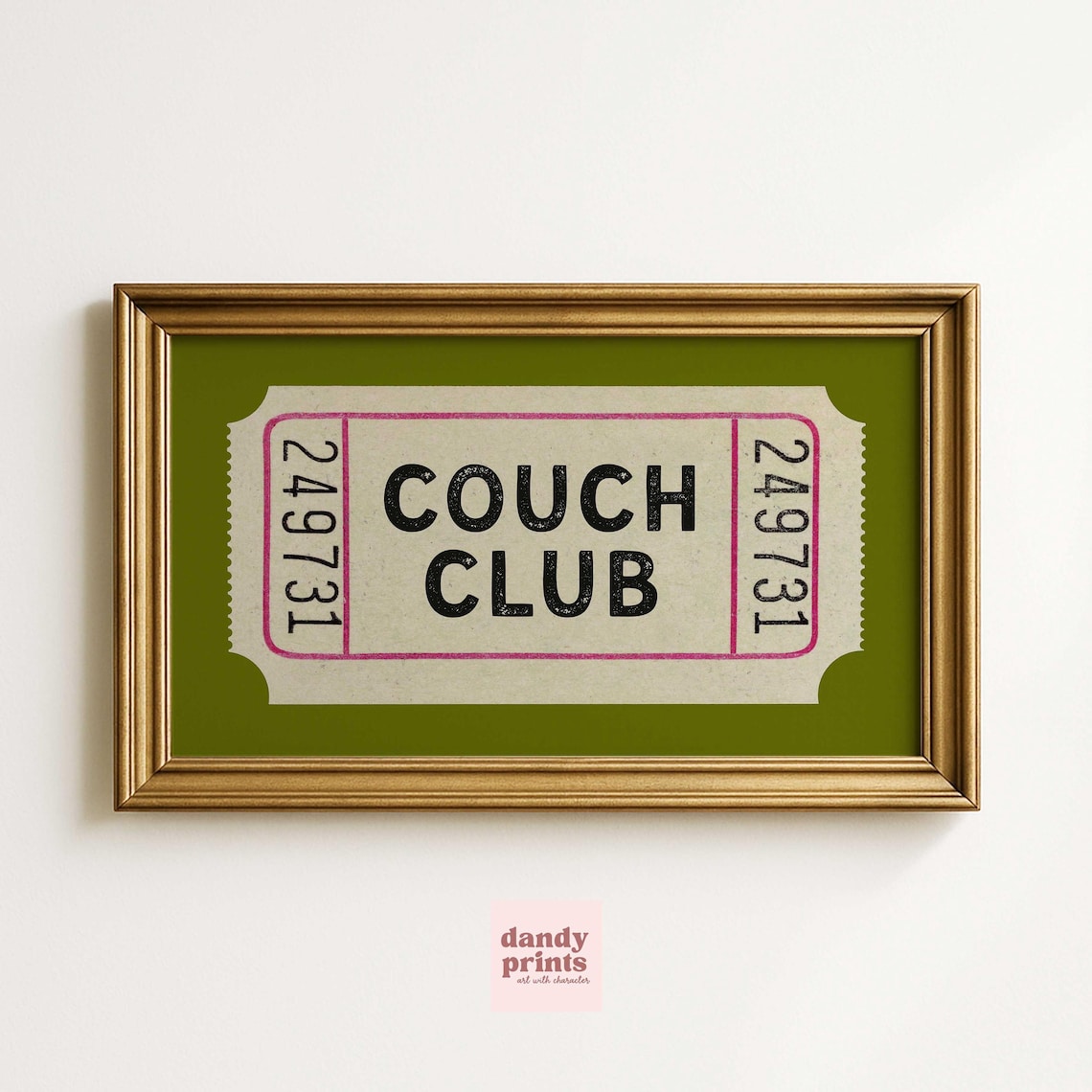 Couch Club Vintage Ticket Stub Wall Art Print