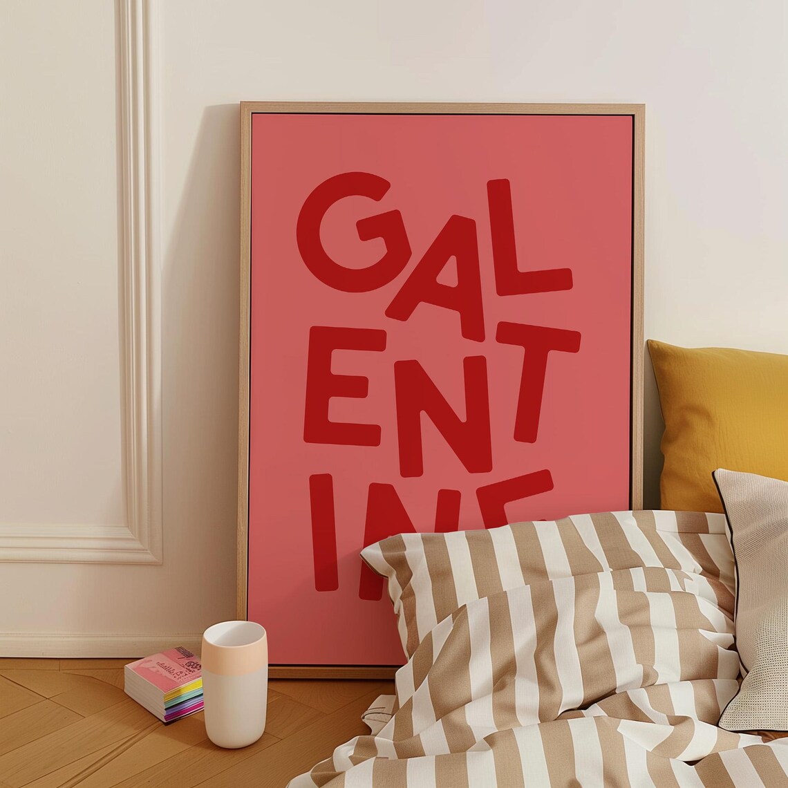 Galentine Playful Stacked Letter Typography Red Valentine Poster - Image 4