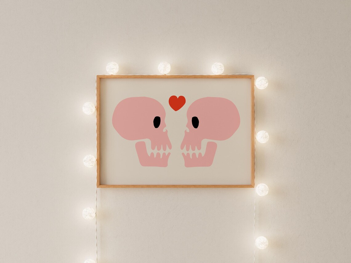Skull, Til Death Do Us Part Valentine Love Art Print - Image 4