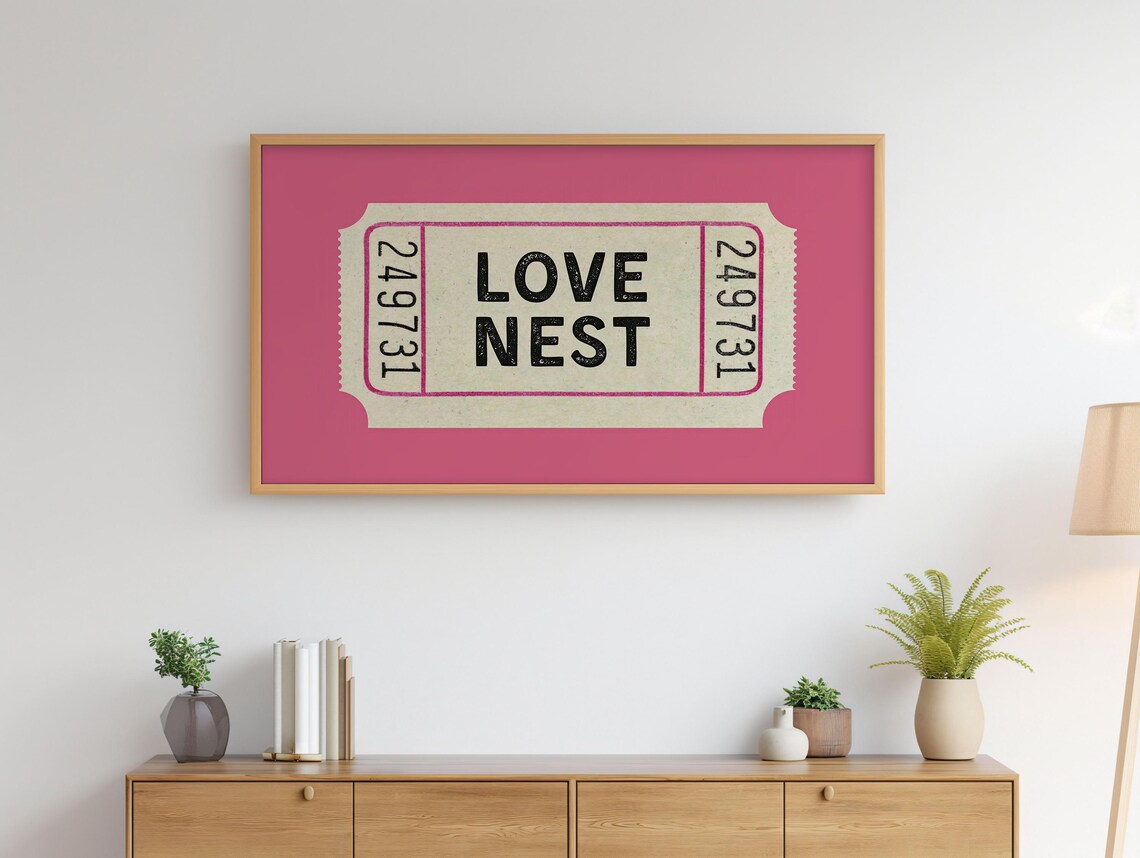 Love Nest Vintage Ticket Stub Pink Valentines Bedroom Poster - Image 3