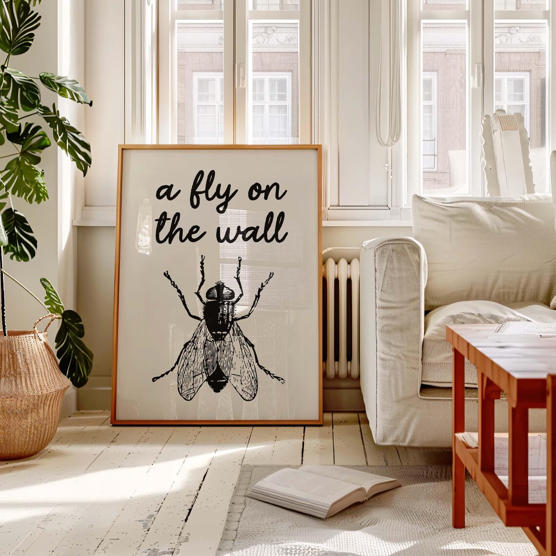 A Fly on the Wall Vintage Insect Illustration Funny Quote Poster