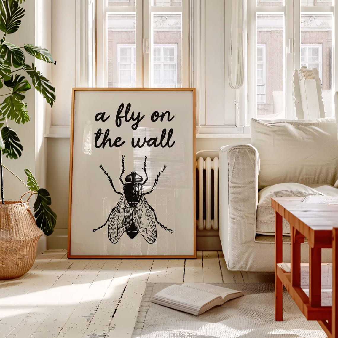 Fly On The Wall Print Funny Retro Illustration