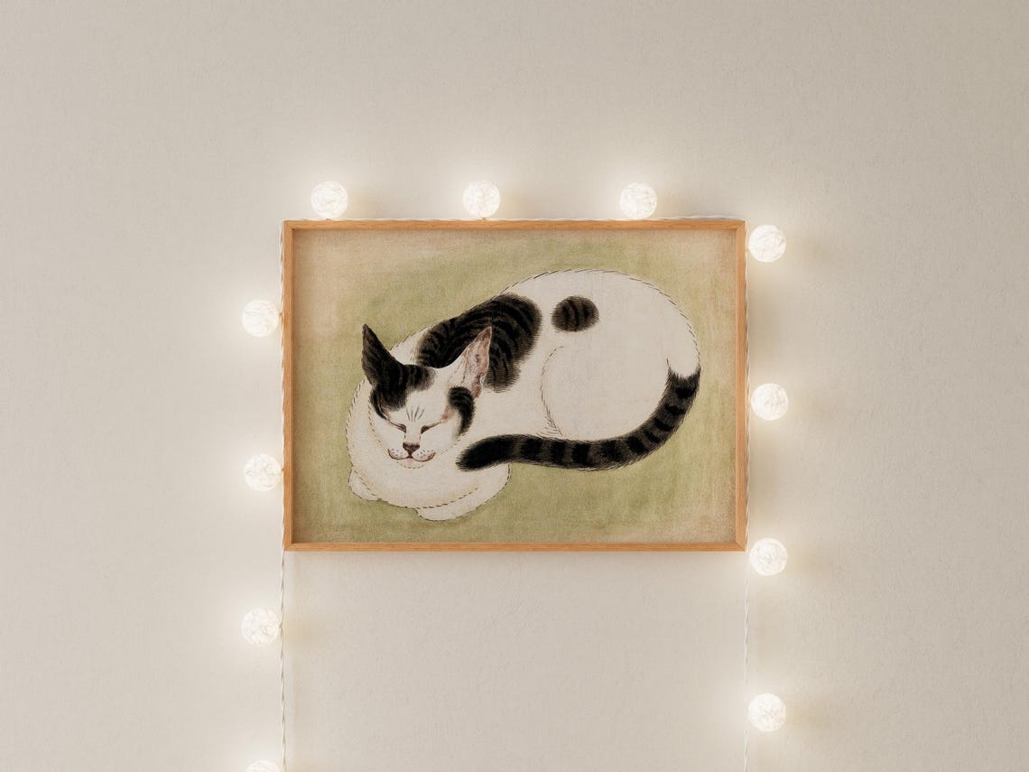 Vintage Sleeping Cat Art Print - Image 3