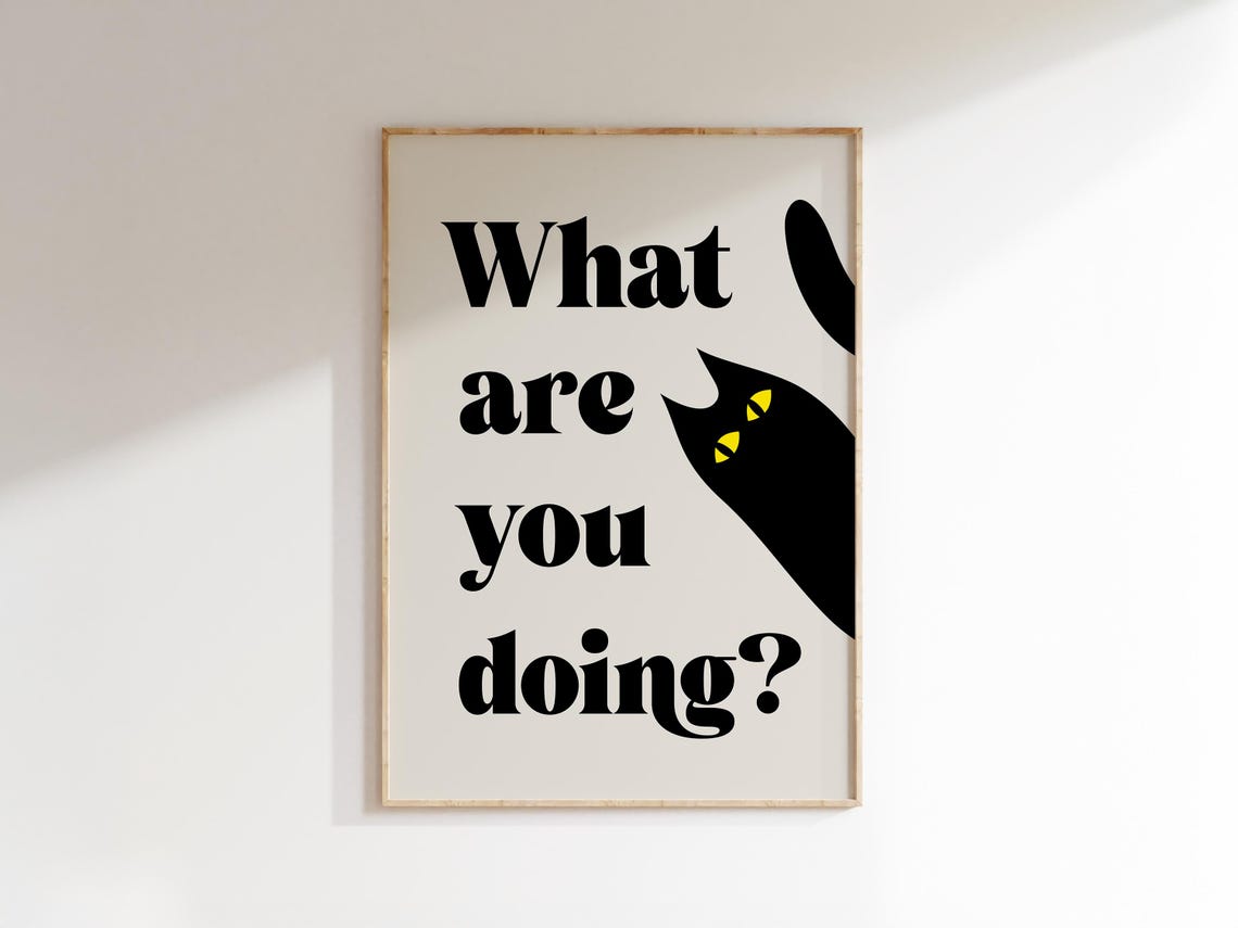What Are You Doing Funny Cat Poster - Image 2