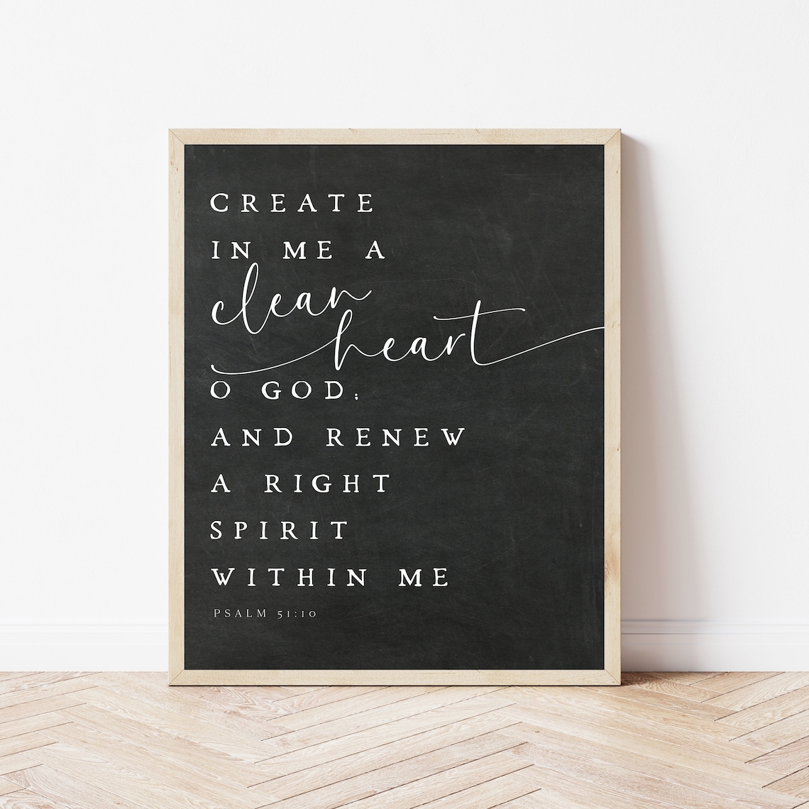 Create In Me A Clean Heart O God Psalm 5110 Chalkboard Scripture Art Poster