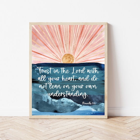 Trust In The Lord Proverbs 35 Bible Verse Wall Art Nautical Nursery Prints Christian Bedroom Decor Ocean Sign