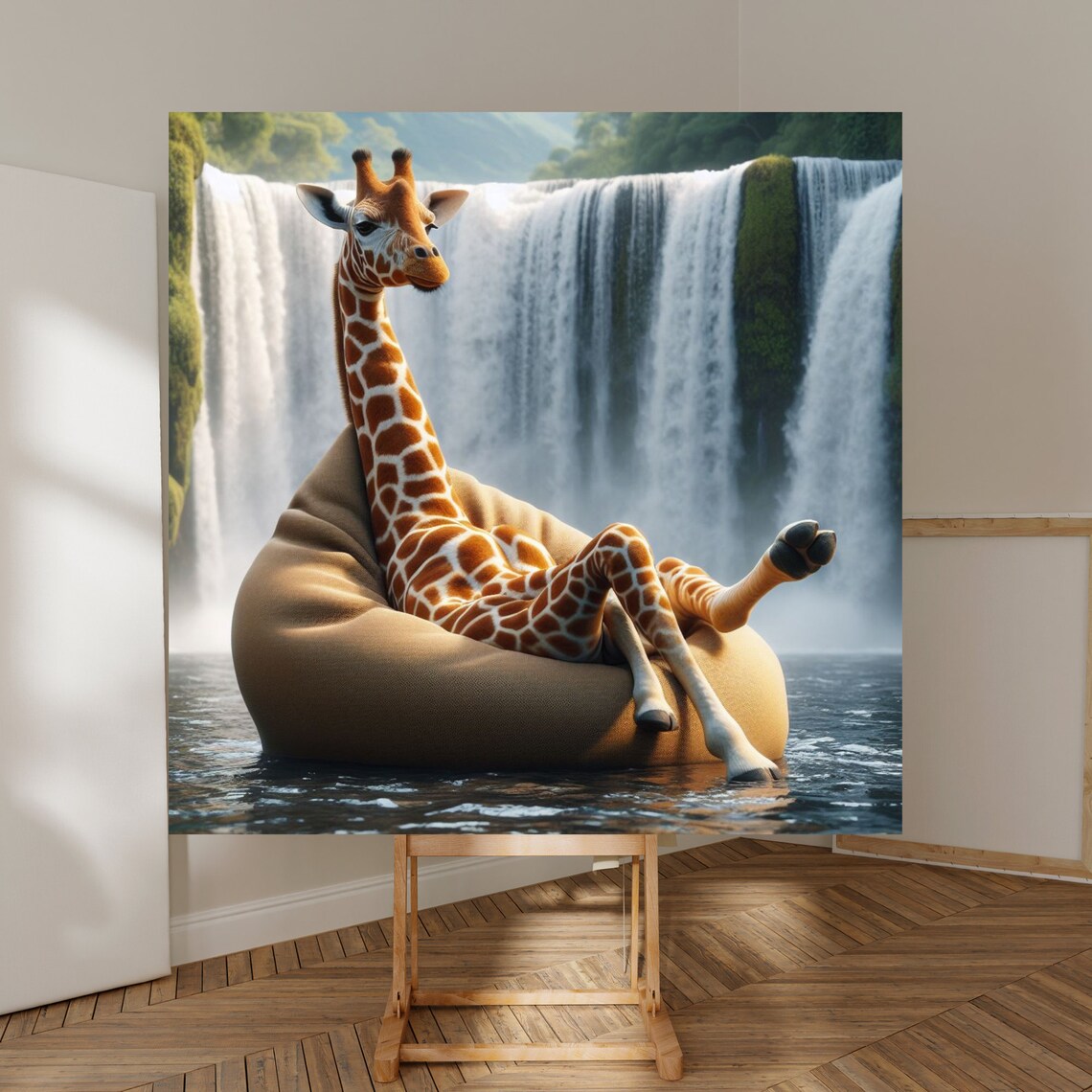 Whimsical Giraffe Waterfall Art For Every Space