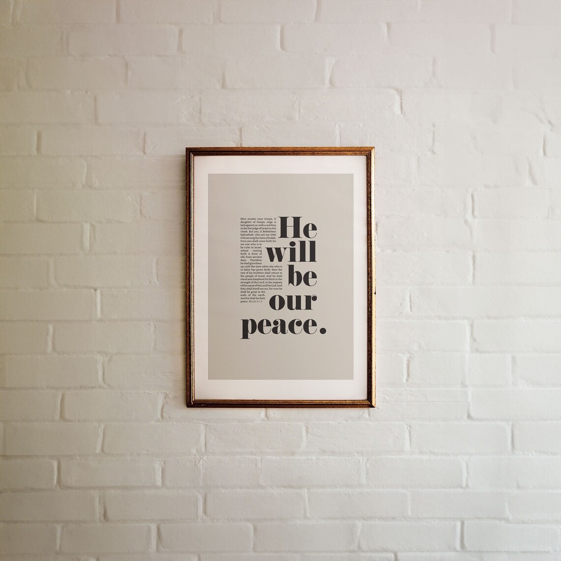 Micah 5:5 He Will Be Our Peace Bible Verse Bold Modern Christian Poster - Image 3