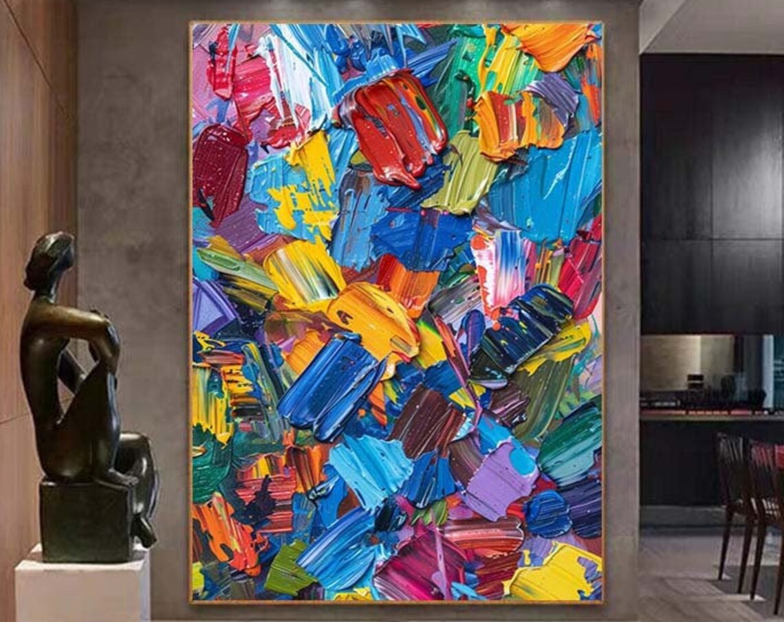Knife Painting Abstract Texture Art Print, Colorful