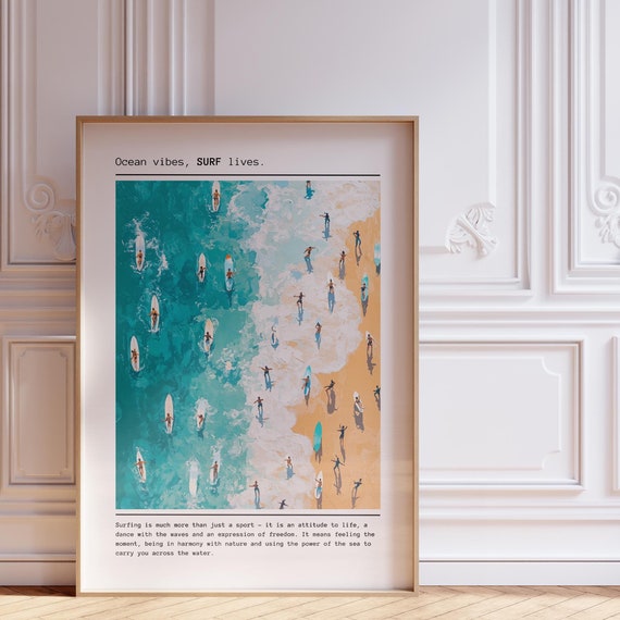 Vintage Surf Poster Coastal Wall Art Beachy Room Decor Waves Poster Beach Print Beach Poster Surf Wall Art Coastal Prints Surf Print