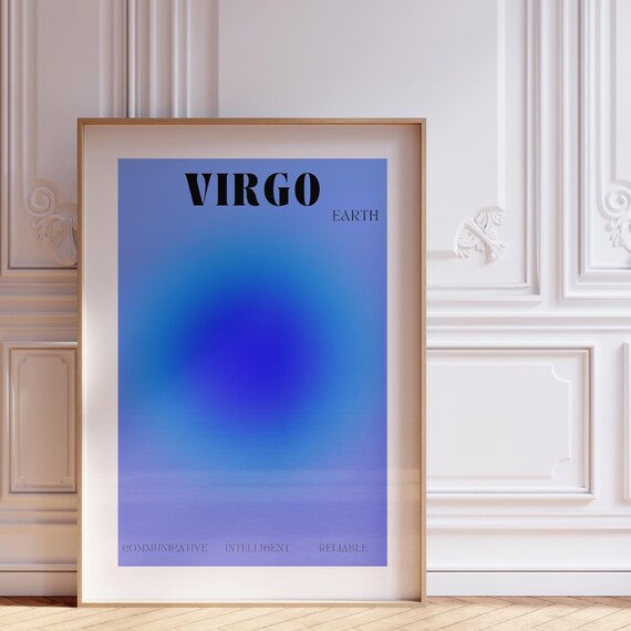 Virgo Earth Sign Blue Aura Gradient Zodiac Astrology Birthday Poster