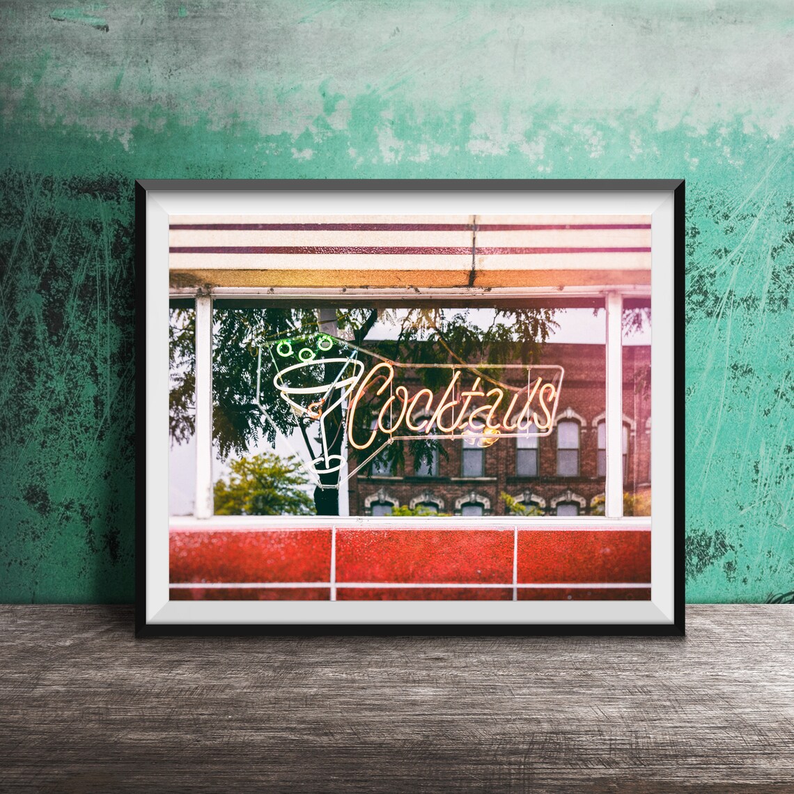 Cocktails Neon Sign Bar Photography Art Print