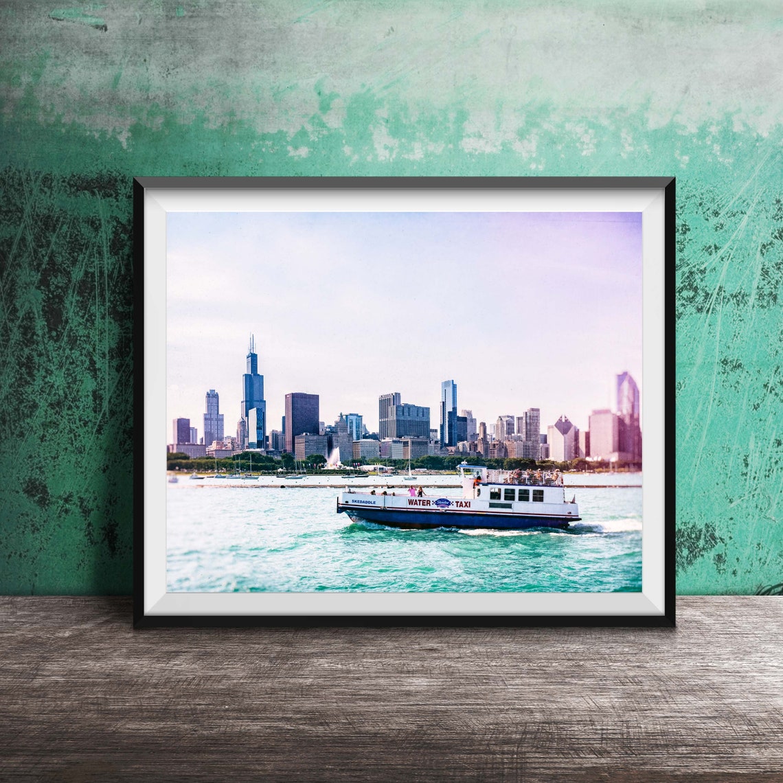 Chicago Skyline Water Taxi Lake Michigan Summer Photography Poster
