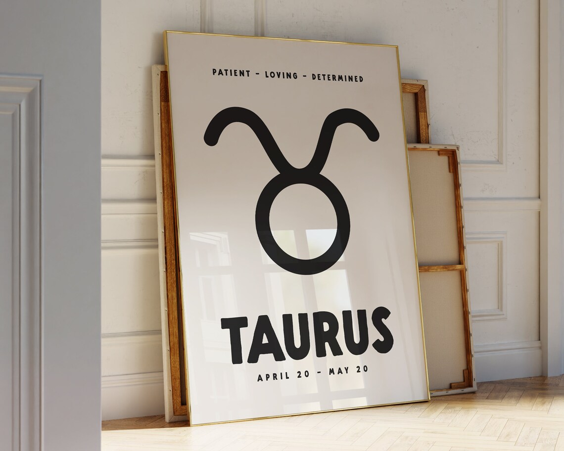 Taurus Zodiac Symbol Black Star Sign Astrology Birthday Gift Poster - Image 3
