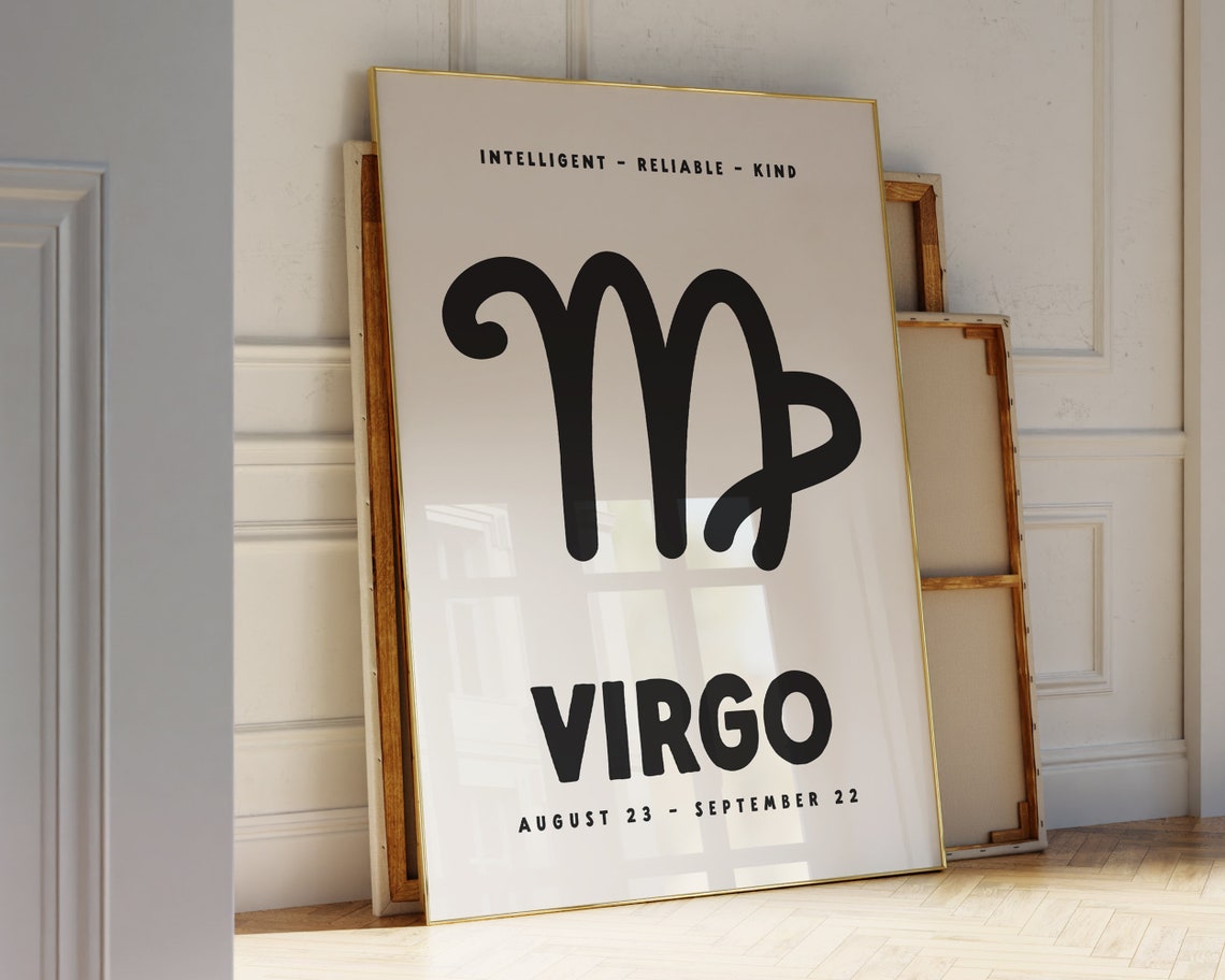 Virgo Zodiac Symbol Bold Black Cream Minimalist Astrology Poster - Image 3