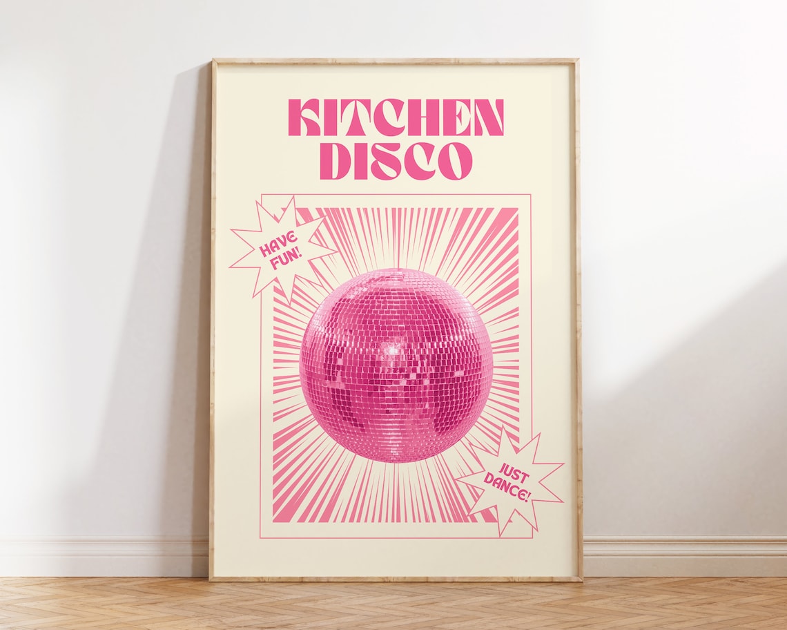 Kitchen Disco Print, Retro Kitchen Wall Art