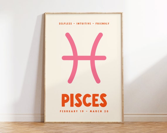 Pisces Zodiac Poster Print, Trendy Wall Decor