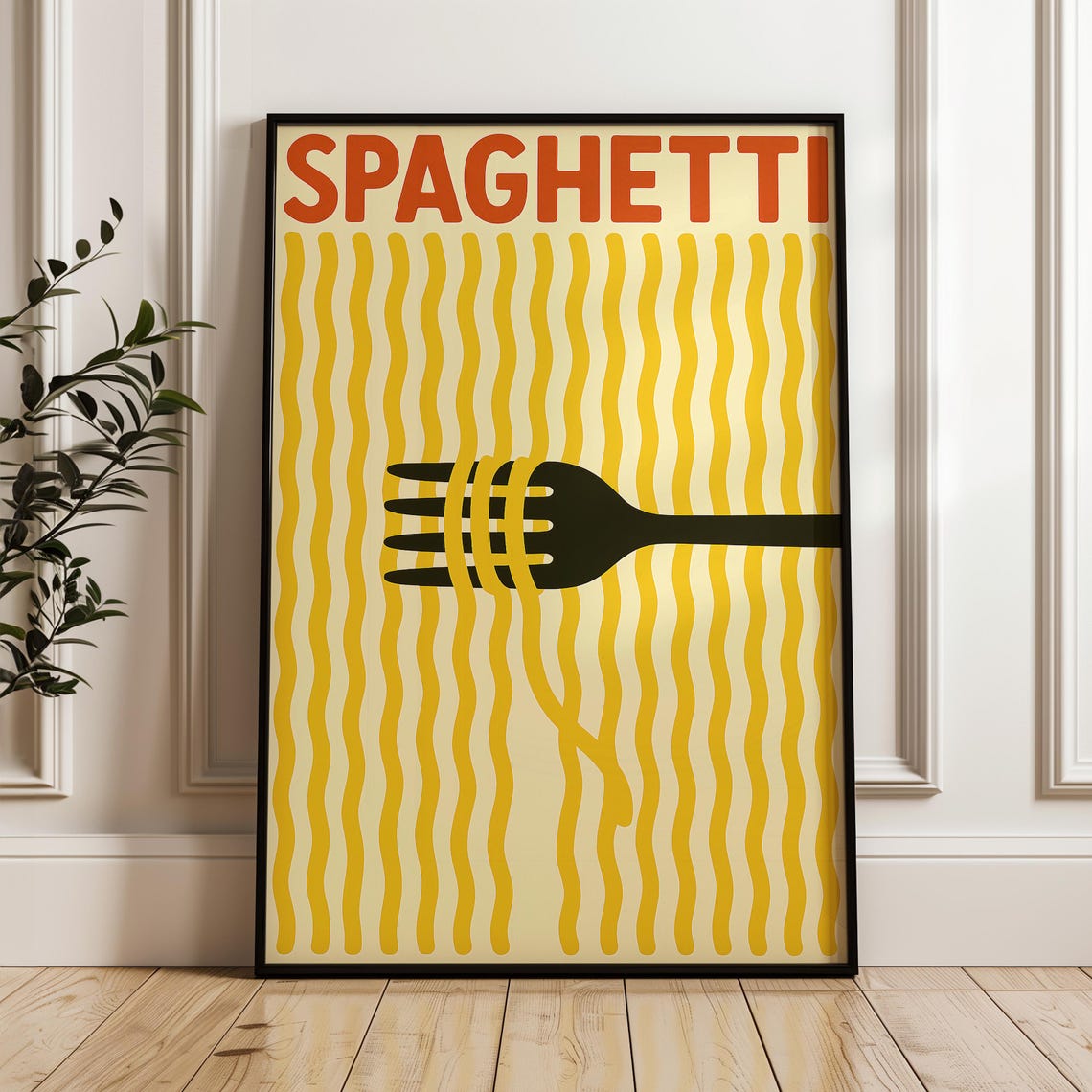 Spaghetti Retro Italian Kitchen Pasta Fork Fun Foodie Poster