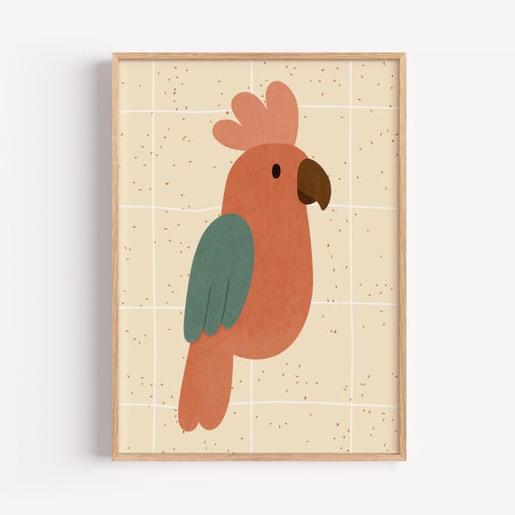 Parrot Print Tropical Bird Wall Art Nursery Decor Unframed