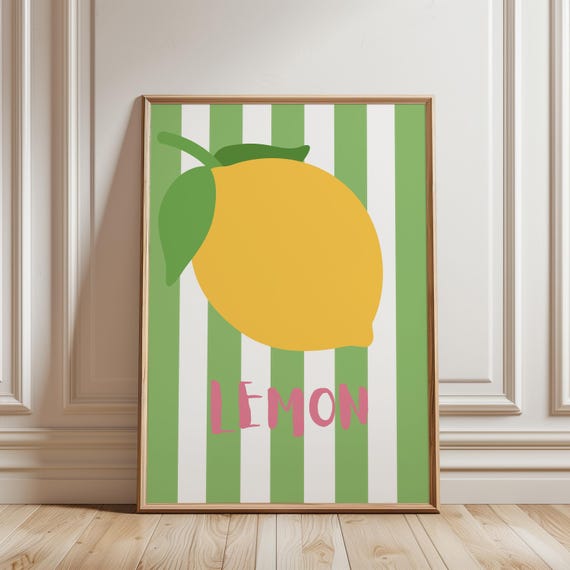 Lemon Poster Colorful Citrus Wall Art Fresh And Fun Kitchen Decor Rolled Posters