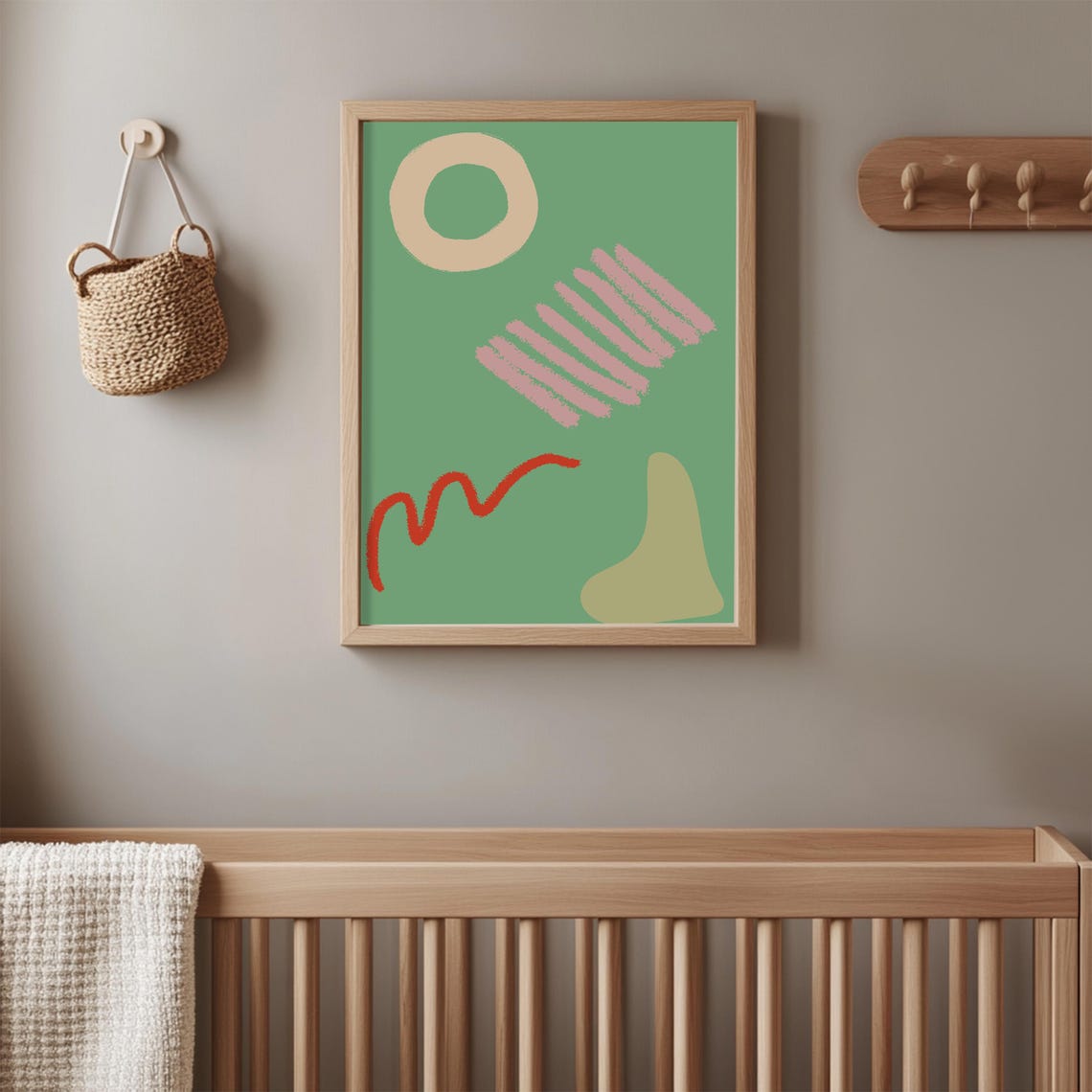 Sage Green Abstract Shapes Modern Minimalist Decor Art Poster