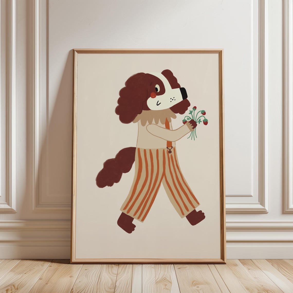 Whimsical Dog Poster Playful Nursery Kids Room Wall Art