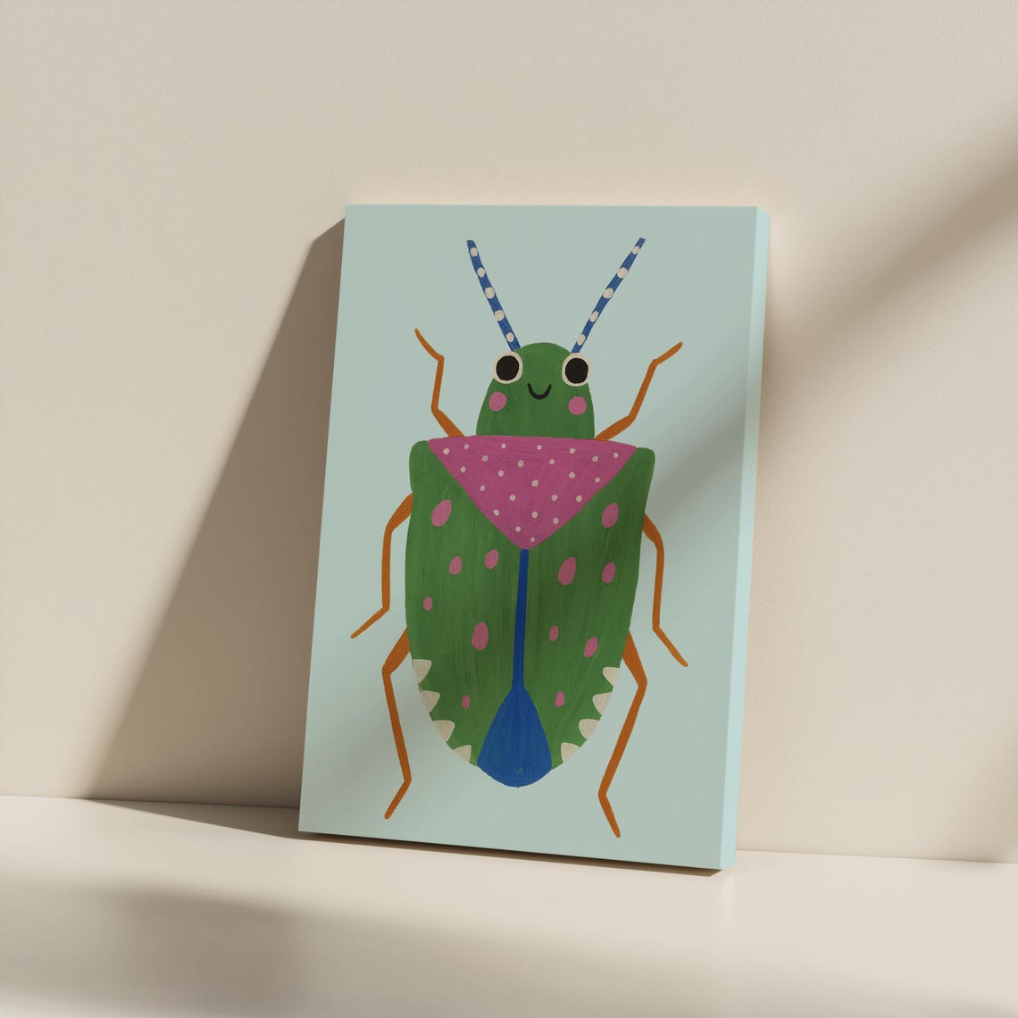 Whimsical Bug Canvas Wall Art Colorful Insect Nursery Decor