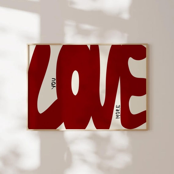 Love You Retro Art Print, Apartment Wall Decor