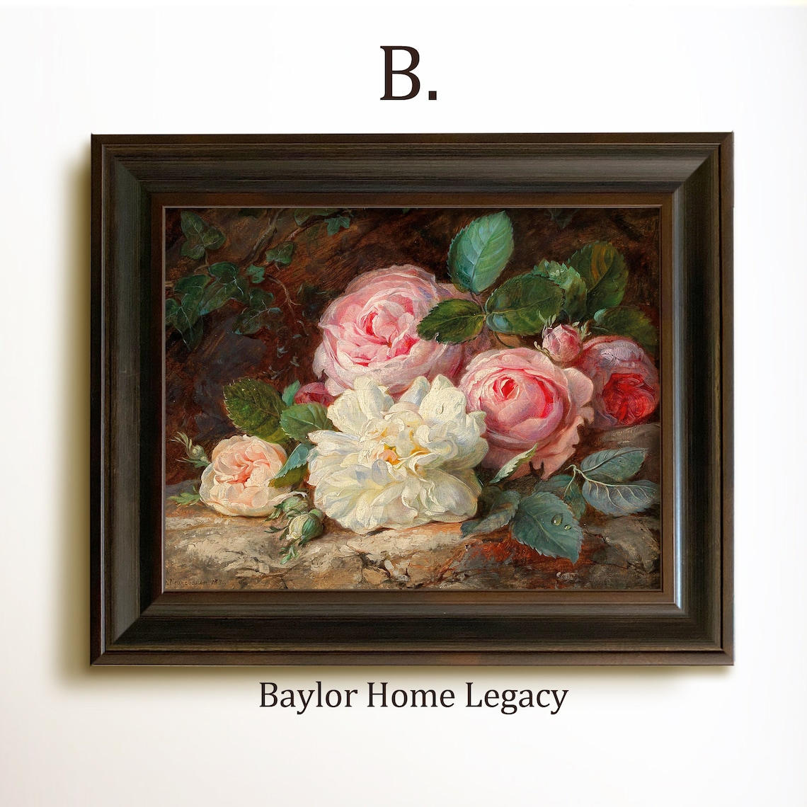 Vintage Roses Still Life Oil Painting Art Print - Image 4