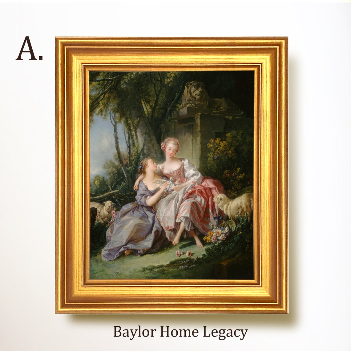 18th Century Portrait of Two Women, Oil Painting Print - Image 5