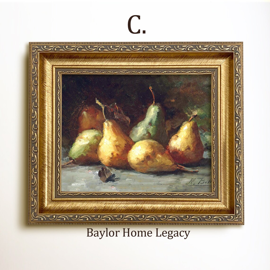 Pears Oil Painting Print, Vintage Rustic Country Style - Image 3
