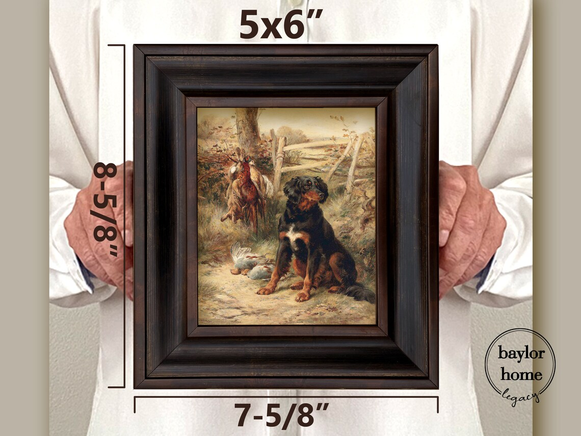 Vintage Hunting Dog With Pheasants By Rustic Fence Sporting Art Poster - Image 2