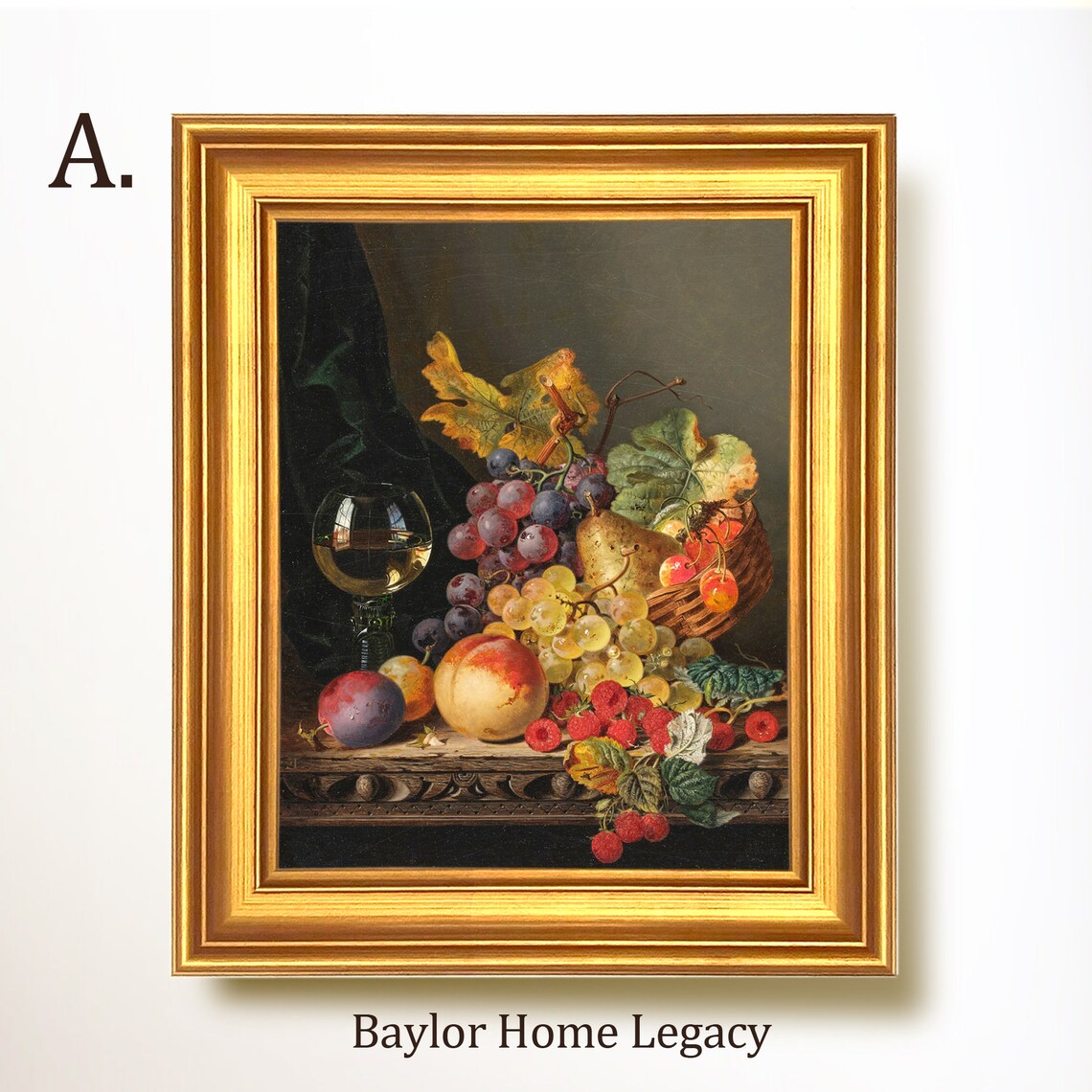 Vintage Still Life of Fruit With Wine Glass Art Print - Image 5