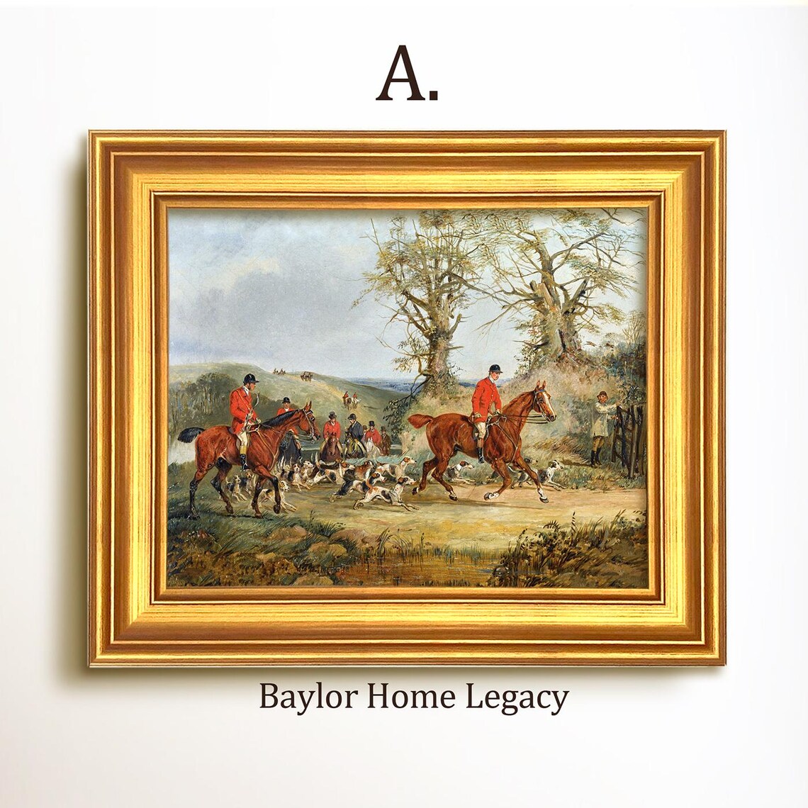 Fox Hunters On Horseback With Hounds Vintage Equestrian Hunt Scene Poster - Image 5
